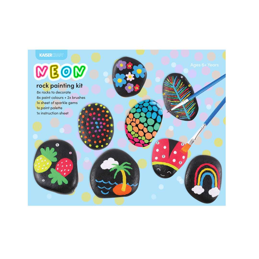 Kaiser Creative Club - Kids 8pk Rock Painting Kit - NEON